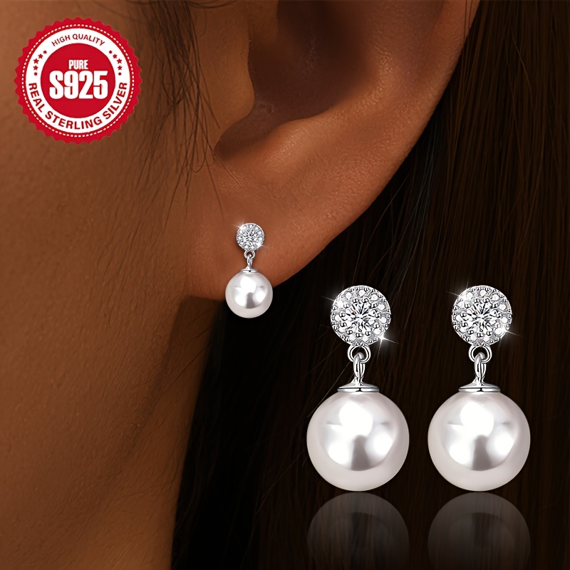925 Sterling Silver Sparkling Stud Earrings with Zirconia Accents